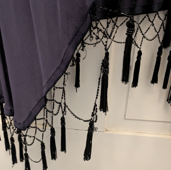 Johnny Was Love and Liberty Navy Blue Silk Kimono/ Jacket w/ Black Embroidery- M - Picture 5 of 5